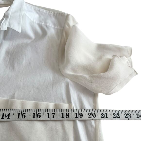 Helmut Helmut Lang White Cotton Silk Combo Short Sleeve Blouse L NWT Barneys - Picture 7 of 10